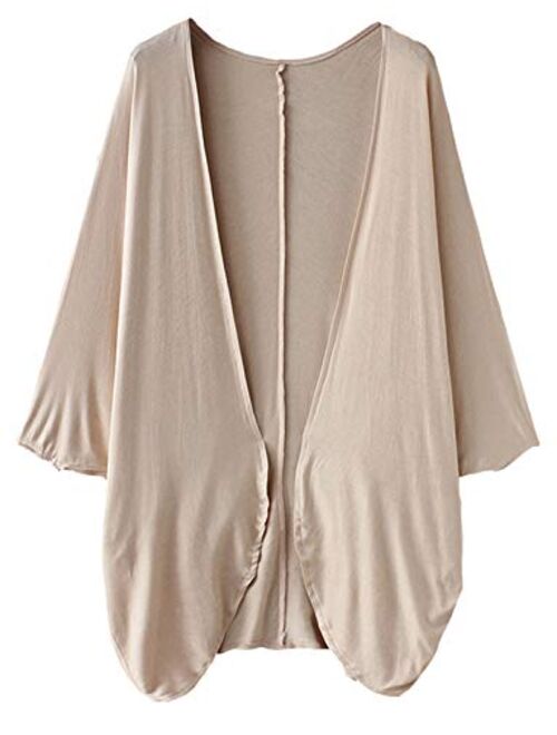 BB&KK Women's Lightweight Summer Cardigans Solid Color Cotton Kimono Cover Ups Tops 3/4 Sleeve