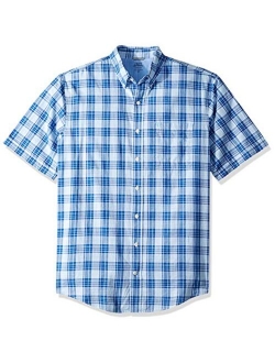 Men's Big and Tall Saltwater Dockside Chambray Short Sleeve Button Down Plaid Shirt