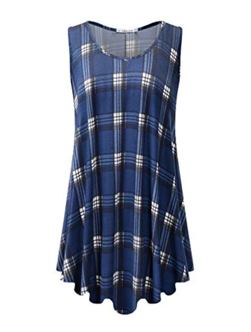JollieLovin Womens Sleeveless Comfy Plus Size Tunic Tank Top with Flare Hem