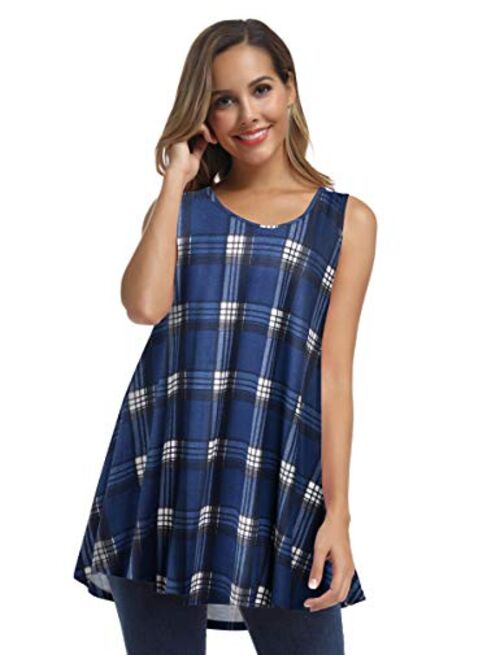JollieLovin Womens Sleeveless Comfy Plus Size Tunic Tank Top with Flare Hem