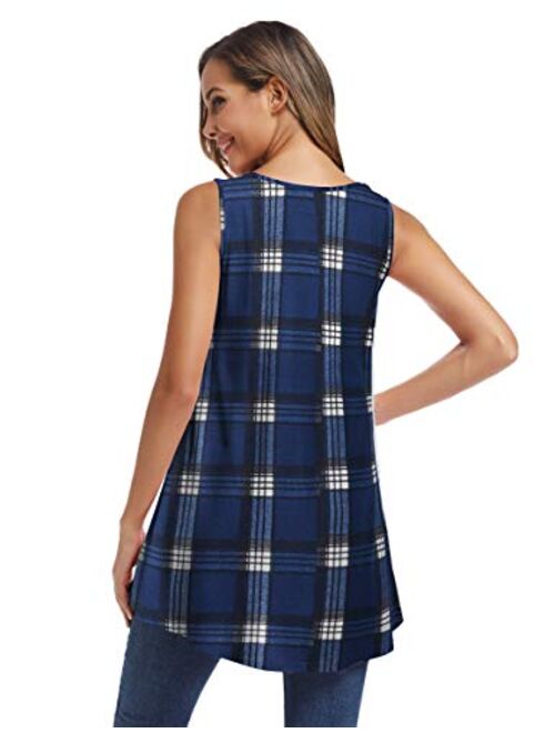 JollieLovin Womens Sleeveless Comfy Plus Size Tunic Tank Top with Flare Hem