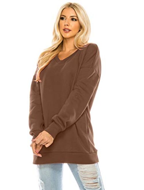 NANAVA Womens Casual Loose Fit Long Sleeves Over-Sized Sweatshirts 