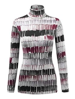 Women's Textured Knit Turtleneck Long Sleeve/Short Sleeve Mock Neck Pullover Sweater