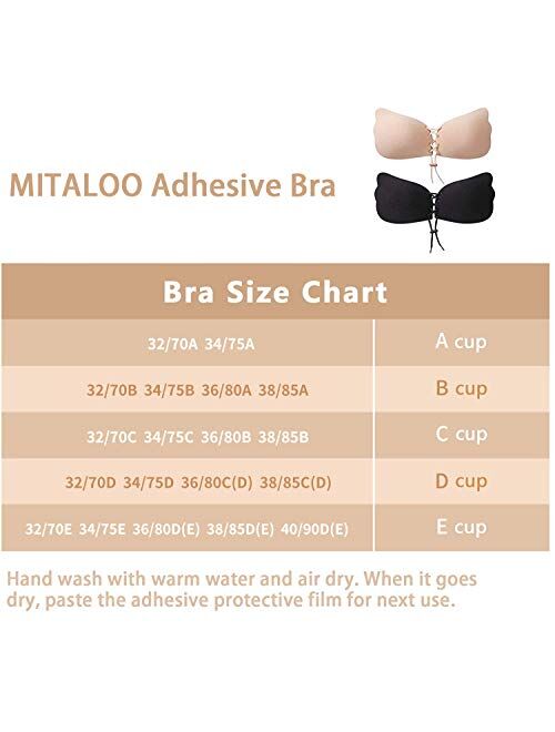 MITALOO Sticky Push Up Adhesive Invisible Backless Bra Magic Nipple Covers Strapless Bra