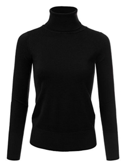 JJ Perfection Women's Stretch Knit Turtle Neck Long Sleeve Pullover Sweater