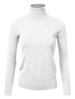 JJ Perfection Women's Stretch Knit Turtle Neck Long Sleeve Pullover Sweater