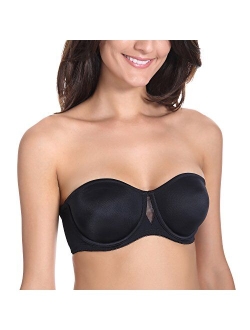 Women's Strapless Bra Plus Size Seamless Underwire Convertible Unlined Bralette