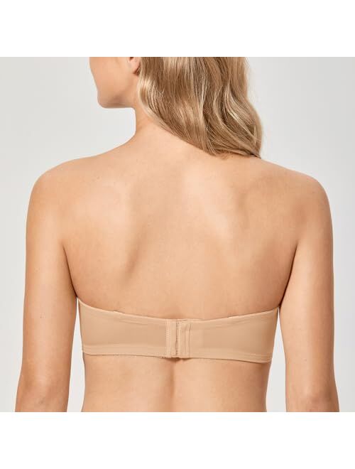 Delimira Women's Strapless Bra Plus Size Seamless Underwire Convertible Unlined Bralette
