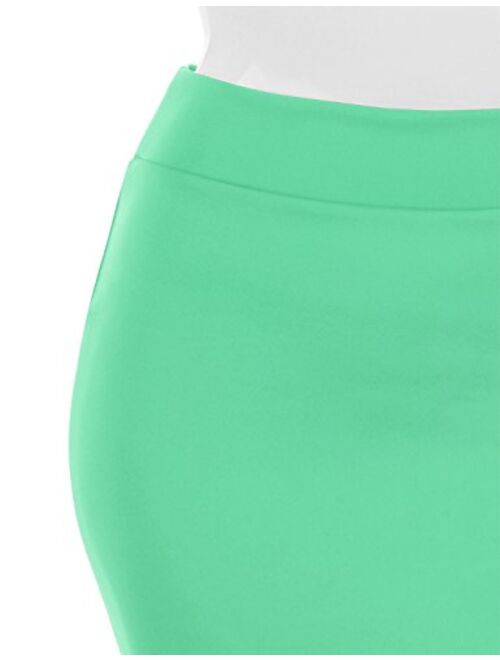 TWINTH Pencil Skirts Plus Size Casual Skirt Elastic Waist Band Scuba Streychy Solid Color