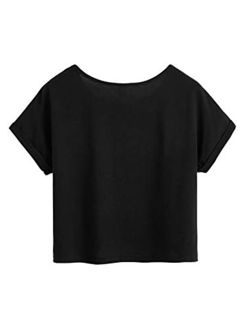 SweatyRocks Women's Short Sleeve Tie Dye Letter Print Crop Top T Shirt