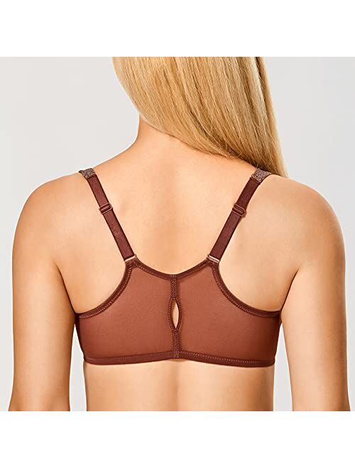 DELIMIRA Women's Comfort Underwire Full Coverage Non-Foam Racerback Front Closure Bra