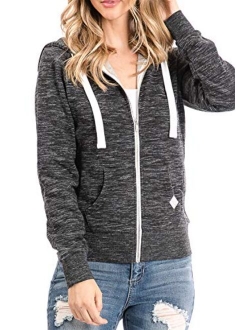 Urban Look Womens Active Long Sleeve Fleece Zip Up Hoodie with Plus Size