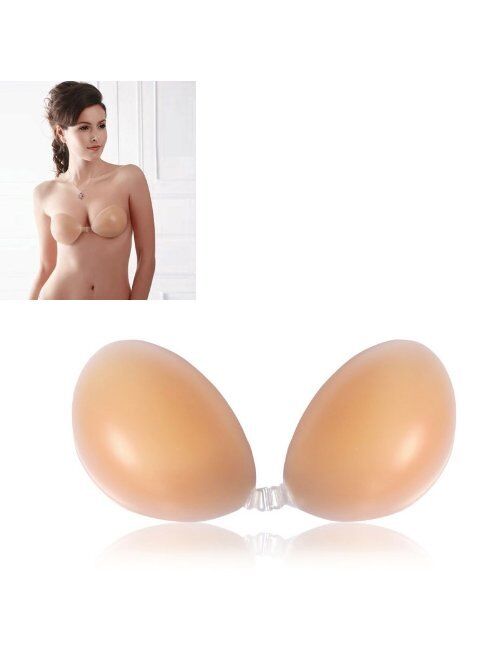 Mystiqueshapes Adhesive Bra Strapless Sticky Invisible Push up Silicone Bra for Backless Dress with Nipple Covers