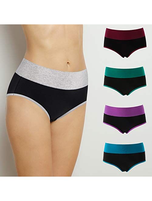INNERSY Womens Underwear Cotton Briefs Postpartum High Waisted Panties Multi Pack