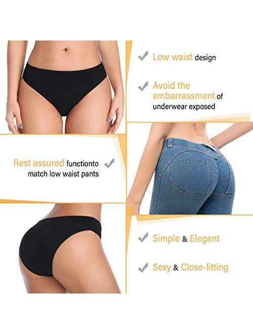 Underwear Women Cotton Soft Bikini Panties Breathable Stretchy Hipster Low Waist Briefs for Ladies (Multicolor)