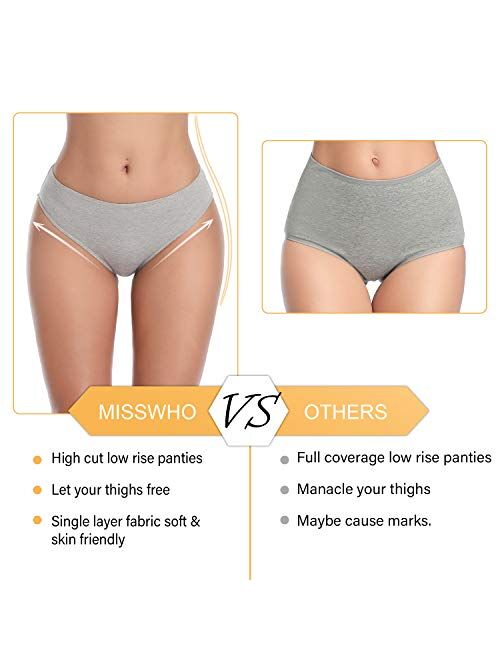 Underwear Women Cotton Soft Bikini Panties Breathable Stretchy Hipster Low Waist Briefs for Ladies (Multicolor)