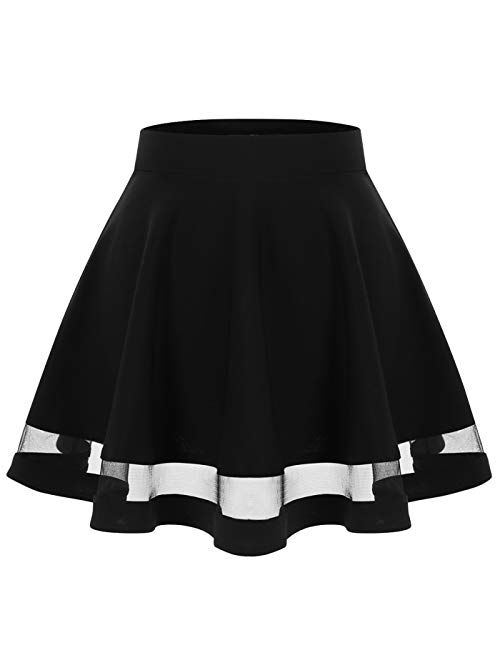 Wedtrend Women's Basic Versatile Stretchy A-line Flared Casual Mini Skater Skirt