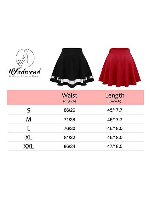 Wedtrend Women's Basic Versatile Stretchy A-line Flared Casual Mini Skater Skirt