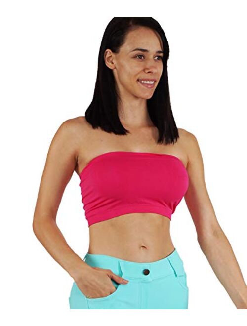 PRO FIT Women's Strapless Bra Bandeau Tube Top Multi Pack Seamless Regular and Plus Sizes
