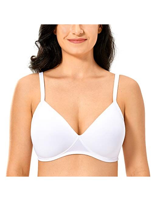 DELIMIRA Women's Lightly Padded Smooth Wirefree Triangle Contour T Shirt Bra