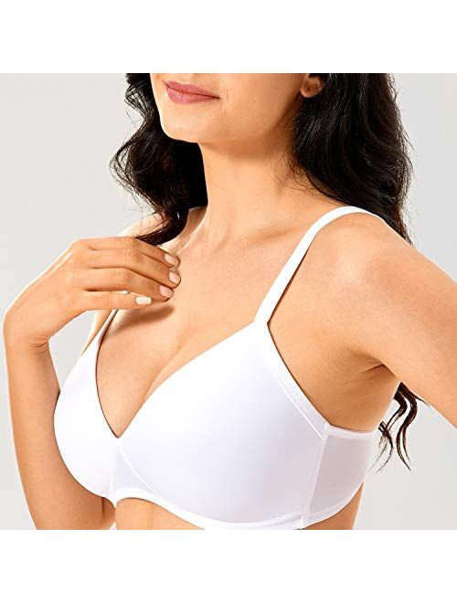 DELIMIRA Women's Lightly Padded Smooth Wirefree Triangle Contour T Shirt Bra
