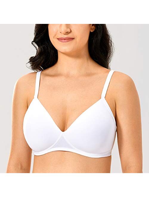DELIMIRA Women's Lightly Padded Smooth Wirefree Triangle Contour T Shirt Bra