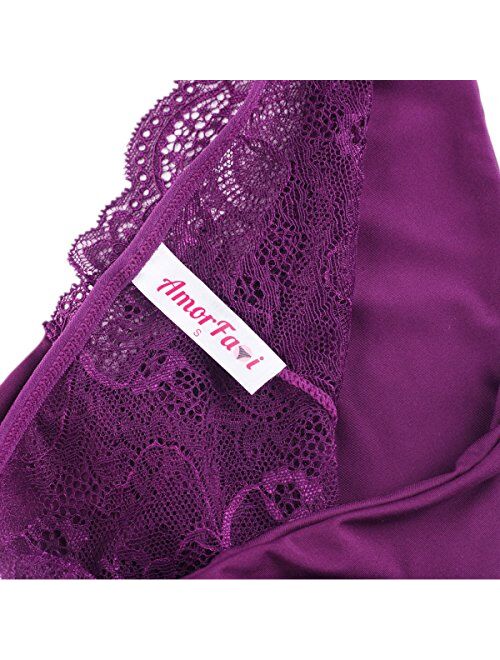 AmorFati Womens Bikini Panties Soft Lace Cheeky No Panty Line Bikini Underwear Seamless Briefs 6-Pack
