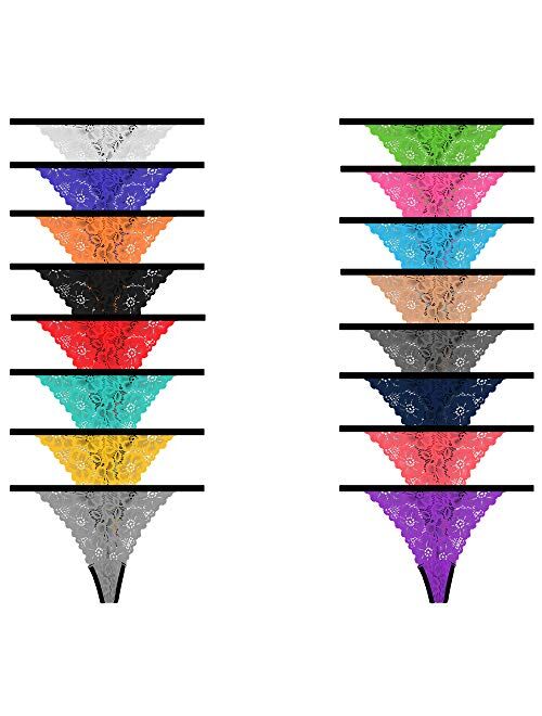 Pmrxi Pack of 10 G String Underwear for Women, Assorted Different Lace Pattern & Colors