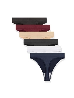 GRANKEE Women's Breathable Seamless Thong Panties No Show Underwear 3-6 Pack