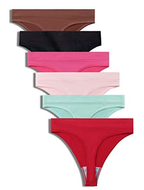 GRANKEE Women's Breathable Seamless Thong Panties No Show Underwear 3-6 Pack