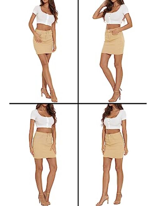 Women Stretch Denim Mini Skirt Jean Skirts
