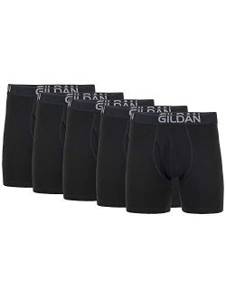 Men's Cotton Solid Elastic Waist Stretch Long Regular Leg Boxer Brief