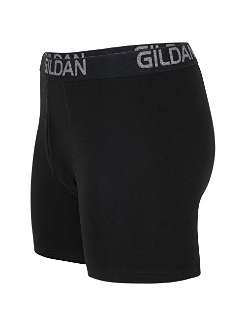 Gildan Men's Cotton Solid Elastic Waist Stretch Long Regular Leg Boxer Brief