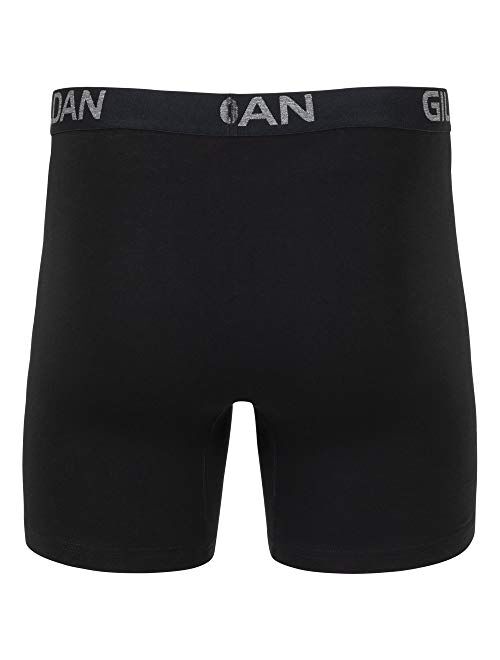 Gildan Men's Cotton Solid Elastic Waist Stretch Long Regular Leg Boxer Brief