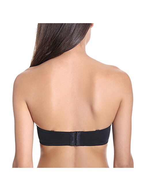 DELIMIRA Women's Push Up Strapless Bra Demi Cup Seamless Multiway Removable Pad