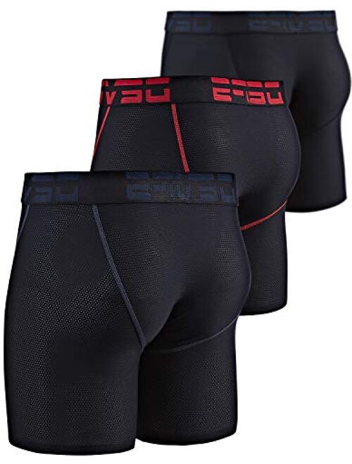 DEVOPS Men's Perfomance Cool Dry Mesh Underwear Boxer Trunk 6-inch Brief (3 Pack)