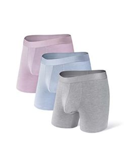 Mens Underwear Dual Pouch Ultra Soft Micro Modal Comfort Fit Boxer Briefs 3 Pack