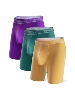 Mens Underwear Dual Pouch Ultra Soft Micro Modal Comfort Fit Boxer Briefs 3 Pack
