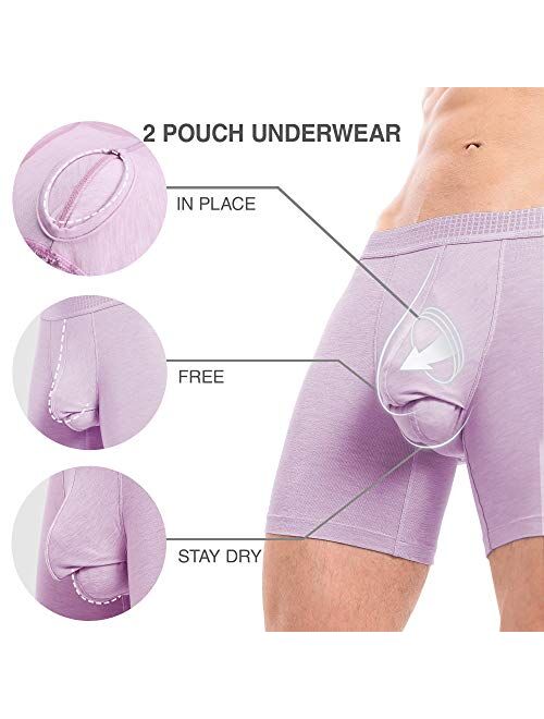 Separatec Men’s Underwear Dual Pouch Ultra Soft Micro Modal Comfort Fit Boxer Briefs 3 Pack