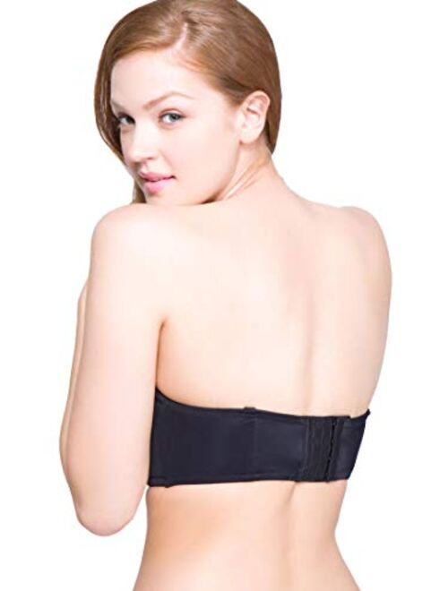 QT Intimates Women's Molded Strapless Convertible Bra with Underwire Cups