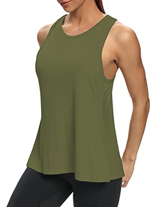 Mippo Workout Tops for Women Open Back Shirts Tie Back Athletic Tank Tops Muscle Tank
