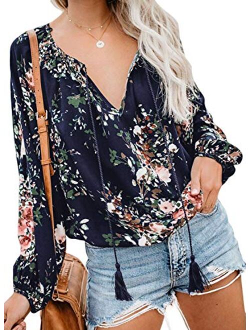 HOTAPEI Womens Summer Deep V Neck Flutter Sleeve Button Down Front Tie Casual Tops Shirts and Blouses