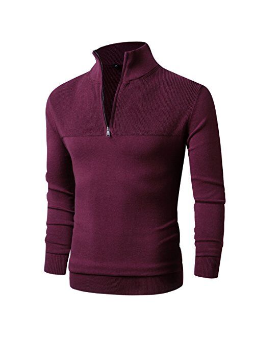 LTIFONE Men Sweater,Slim Zipper,Polo Sweater Casual Long Sleeve and Pullover with Ribbing Edge