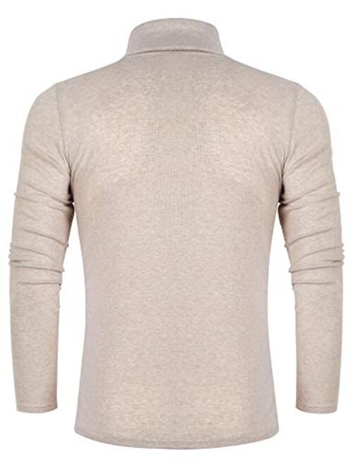 poriff Men's Casual Slim Fit Basic Tops Knitted Thermal Turtleneck Pullover Sweater