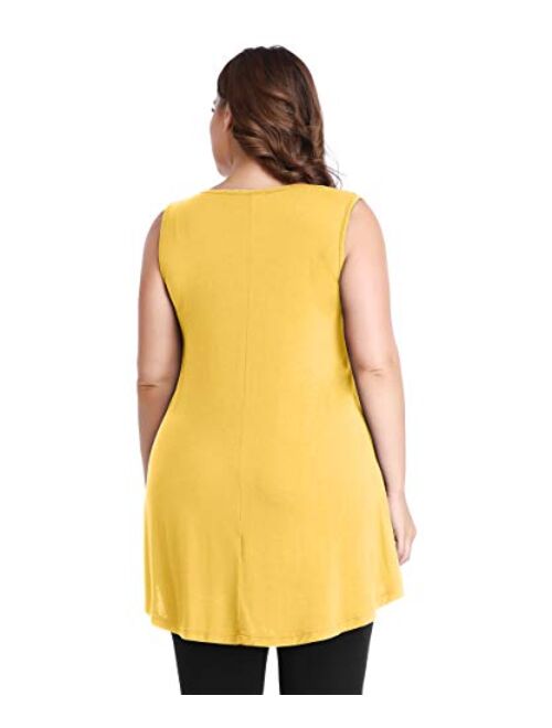 MONNURO Womens Short Sleeve Sexy Keyhole Summer Swing Tunic Tops Plus Size Casual Loose Shirts Blouses