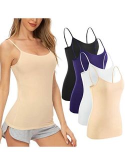 ROSYLINE Adjustable Camisoles Women Basic Undershirt Spaghetti Strap Tank Top 4 Pack