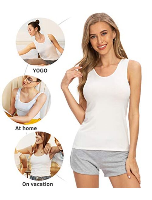 ROSYLINE Stretch Tank Tops for Women Basic Undershirt Slim-Fit 3-4 Pack