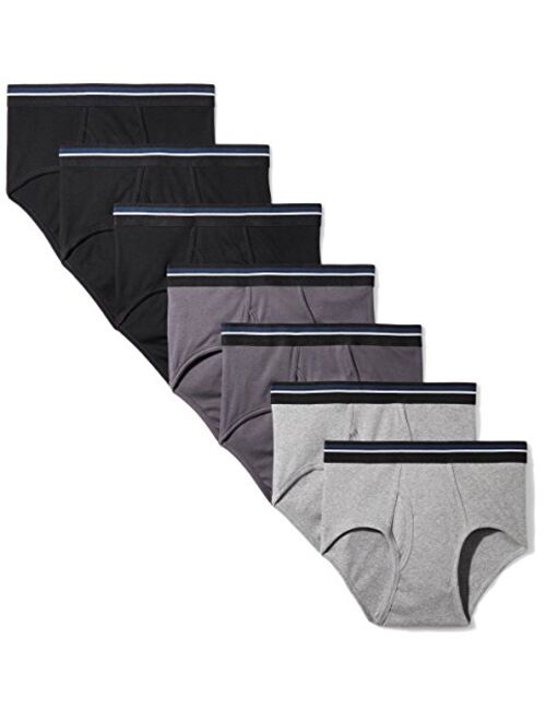 Amazon Essentials Men's Cotton Solid Elastic Waist 7-Pack Tag-Free Briefs