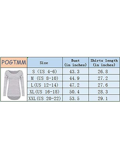 POGTMM Long Sleeve Striped T Shirt Tunic Tops for Leggings for Women