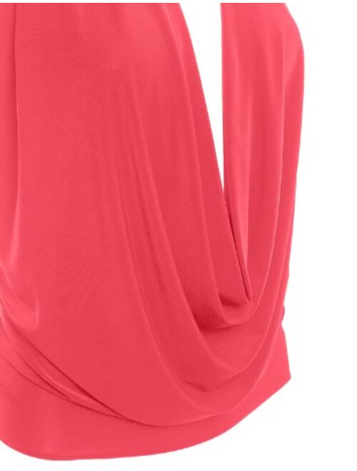 Womens Lightweight Sexy Low Cut Halter Tunic Top with Stretch, Made in USA
